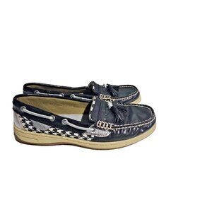 Sperry Top-sider Angelfish Hounds Tooth Black Boat Shoe Women Size 7.5 M 9448242